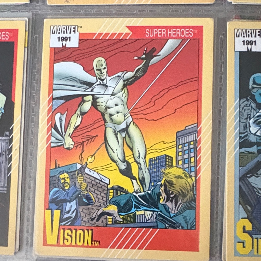 Marvel Vision Trading Card 1991 - Red and Yellow Design